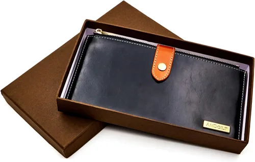 Vista 6 de ANDOILT - Cartera de cuero genuino para mujer con bloqueo RFID para tarjeta de crédito con cremallera