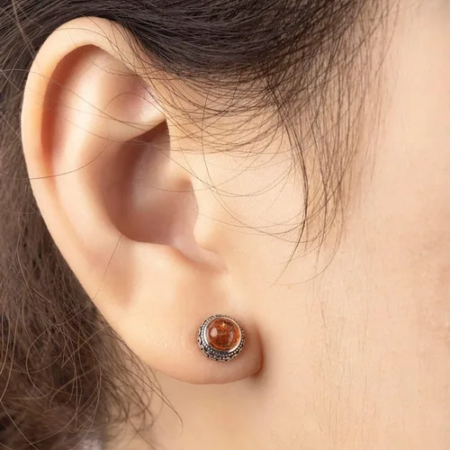 Vista 22 de Aretes de plata de ley con piedra natal de cristal real, joyería para mujer, moda occidental 925, envejecida, bohemia, hecha a mano, el mejor regalo