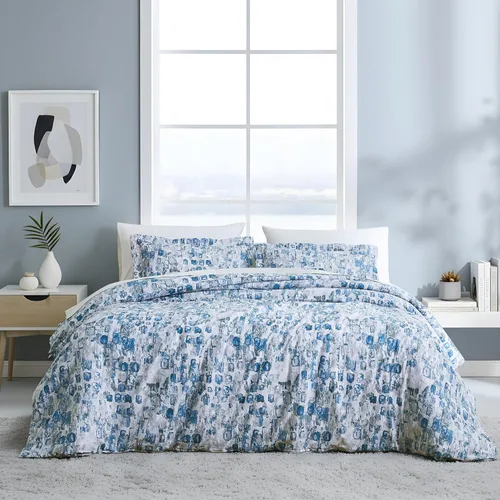 Vista 13 de Southshore Fine Linens - Juego de fundas para edredón de gran tamaño, 3 piezas 22 - Boho Paisley Azul Ceniza