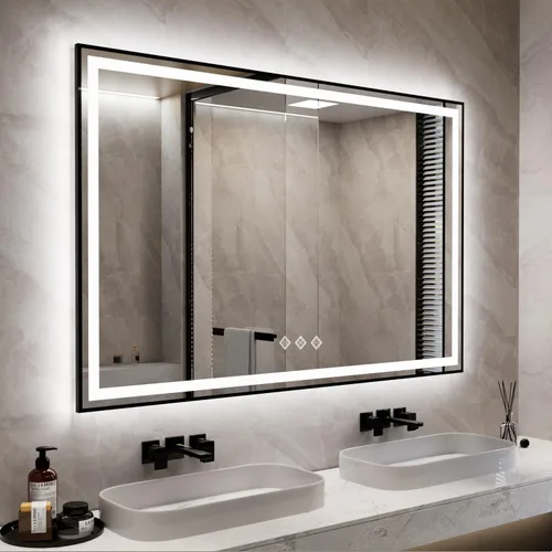 Vista 9 de Espejo LED para baño de 20 x 28 pulgadas con frente degradado y luz LED, espejo retroiluminado para baño, 3 colores, CRI > 90, espejo de baño