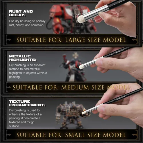 Vista 3 de Golden Maple Dry Brush - Juego de pinceles para pintura en miniatura, 6 unidades, modeladores profesionales, pinceles de pintura en miniatura