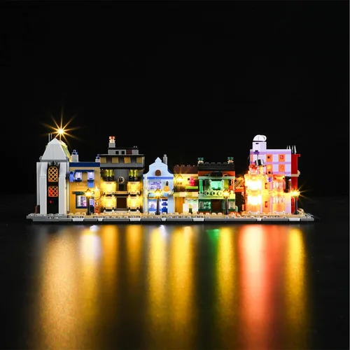 Vista 3 de YEABRICKS Luz LED para el modelo de bloques de construcción del Callejón Diagon de Harry Potter Tiendas de Magia 76444