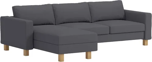 Vista 7 de Karlstad. Funda de recambio para sofá de tres asientos y chaise-lounge, de algodón denso IKEA Karlstad. Funda Algodón Gris Oscuro