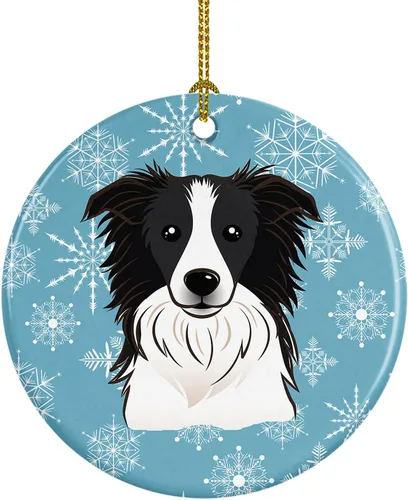 Vista 6 de Caroline's Treasures Adorno de cerámica con diseño de copo de nieve para colgar en el árbol de Navidad, para el hogar, Navidad, fiestas, regalo, 3