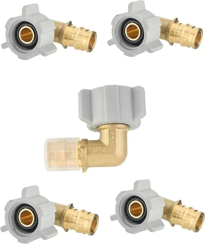 Vista 12 de 2 piezas EFIELD Pex-A Expansión 1/2" X 1/2" Hembra NPT Codo Giratorio Colocaciones de latón de flujo completo, ASTM F1960