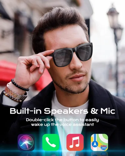 Vista 3 de XO Simple is Beauty Gafas inteligentes con Bluetooth, micrófono y altavoces incorporados, gafas de sol inalámbricas inteligentes con auriculares
