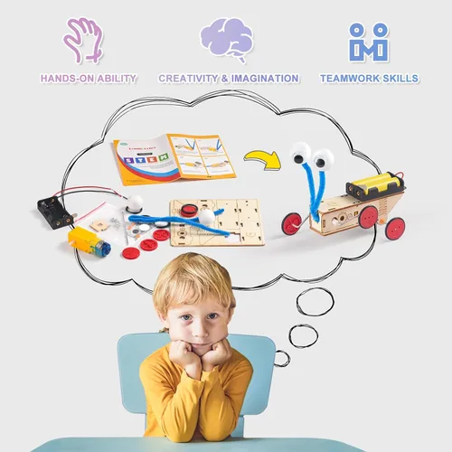 Vista 6 de STEM - Kits de robótica científica para niños, 10 juegos de construcción de madera para niños, rompecabezas de madera 3D, proyectos de manualidades