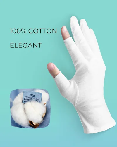 Vista 4 de ANSMIO 2 pares de guantes de algodón para pantalla táctil, guantes blancos para manos secas, guantes de algodón para dormir, guantes de noche
