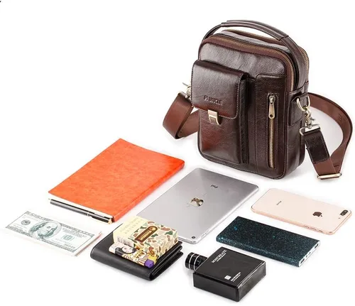 Vista 8 de BAIGIO Men's Genuine Leather Shoulder Bag Messenger Briefcase CrossBody Handbag Satchel Travel bag