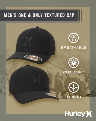 Vista 65 de Hurley Gorras para hombre - One & Only Flexfit Textures Cap - Sombreros ajustados para hombre, S-XL