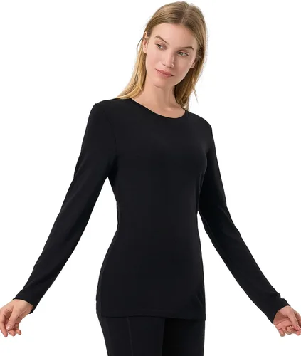 Vista 12 de 100% lana merino capa base mujer suave térmica manga larga camisa diaria Crema natural