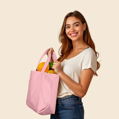 Vista 4 de DALIX - Bolsa de compras de lona y algodón de 50cm en color liso (edición exclusiva)