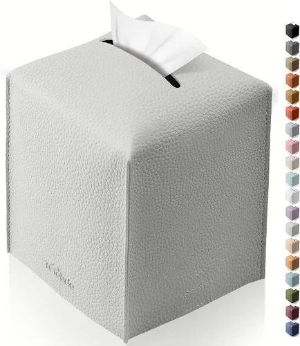 Vista 11 de Funda cuadrada para caja de pañuelos de piel sintética moderna para decoración creativa, paquete de 2, ideal para baños, oficina, coche, mesita