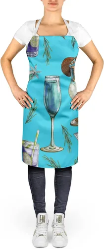 Vista 2 de Caroline's Treasures BB5203APRON - Delantal azul para cocinar bebidas y cócteles, cocción, servidor, hornear, manualidades, jardinería para adultos