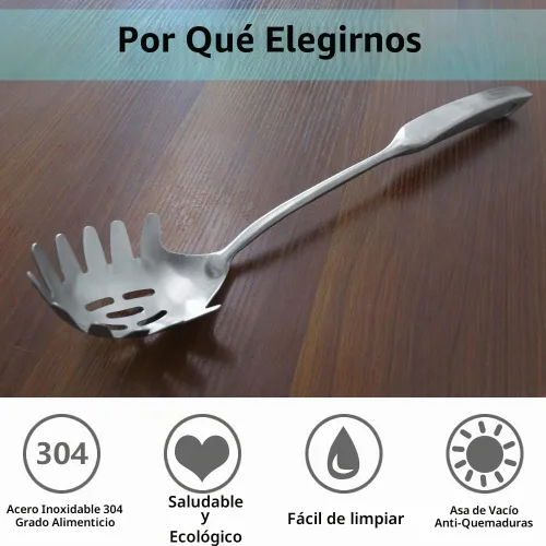 Vista 8 de Servidor de espaguetis, [resistente al óxido, formación integral, duradero] Tenedor para pasta Newness de acero inoxidable 304 con mango ergonómico