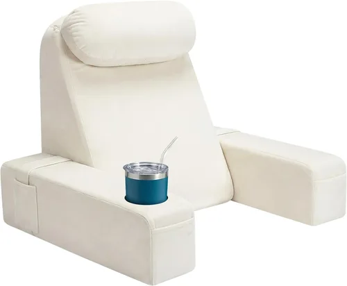 Vista 19 de Almohada de lectura para adultos, almohada de espalda para sentarse en la cama, almohada de respaldo para sentarse en la cama, brazos desmontables