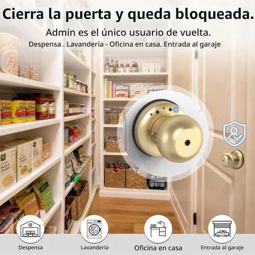 Vista 4 de eLinkSmart Cerradura de puerta de huella dactilar, perilla inteligente de puerta de bola con llave sin llave para puerta de entrada para dormitorio