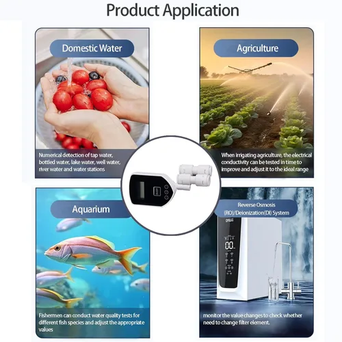 Vista 5 de medidor TDS en línea, medidor digital de calidad del agua TDS y medidor de medición de PPM para sistema RO-RODI, monitor de agua potable, acuarios
