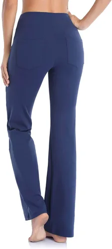 Vista 2 de Pantalones anchos de pierna recta para pilates, leggings altos, cintura deportiva, pantalones acampanados para yoga, talla grande, pantalones de yoga