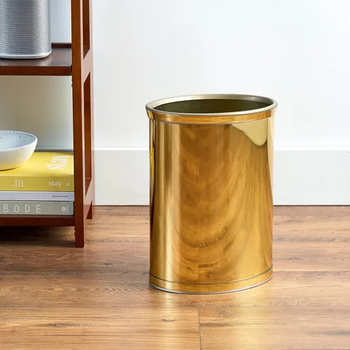 Vista 5 de Kraftware Latón pulido color Mylar Designer 14" Oval Wastebasket para el hogar y la oficina