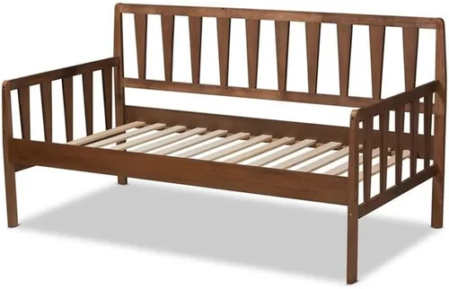 Vista 5 de Baxton Studio Midori - Sofá cama de madera con acabado marrón nogal moderno y contemporáneo