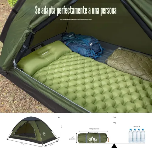 Vista 3 de Night Cat Tienda de Campaña para Mochileros para Una o Dos Personas, Liviana, Impermeable, para Acampar, Senderismo, para Adultos, Niños, Scouts
