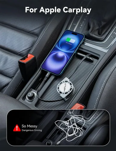 Vista 7 de Minlu Paquete de 2 cables USB tipo C a Lightning de 4 pies, cargador retráctil para iPhone de carga rápida para automóvil retráctil, cable USBC