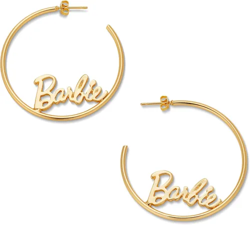 Vista 2 de Barbie Pendientes de aro con logotipo de escritura