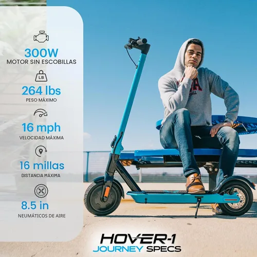 Vista 2 de [Usado] Hover-1 Journey. Patinete eléctrico de 14MPH, rango de 16 millas, carga de 5 horas, pantalla LCD, neumáticos de alta adherencia de 8.5 Negro