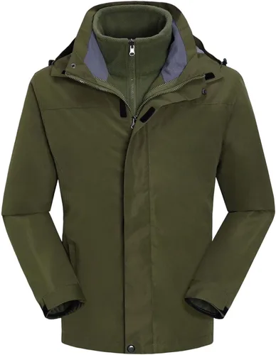 Vista 13 de Chaqueta de esquí 3 en 1 para hombre, impermeable, abrigo de nieve de invierno, resistente al viento, con capucha con forro polar cálido