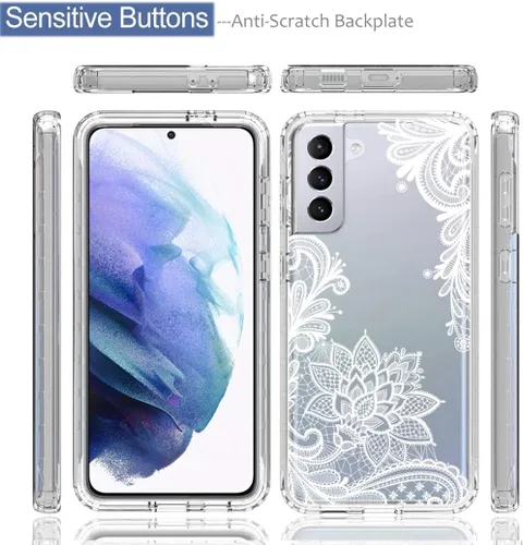 Vista 5 de Funda para Galaxy S21 Plus 5G, Samsung S21+ SM-G996U con protector de pantalla de vidrio templado, funda protectora de cuerpo completo