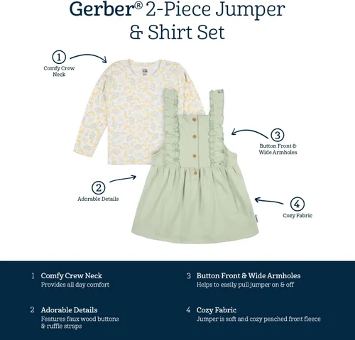 Vista 5 de Gerber Conjunto de vestido de 2 piezas para bebés y niñas pequeñas