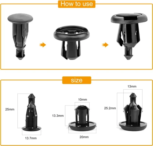 Vista 6 de GOOACC Pernos de protección contra salpicaduras del motor y clips para guardabarros Honda (40 piezas)