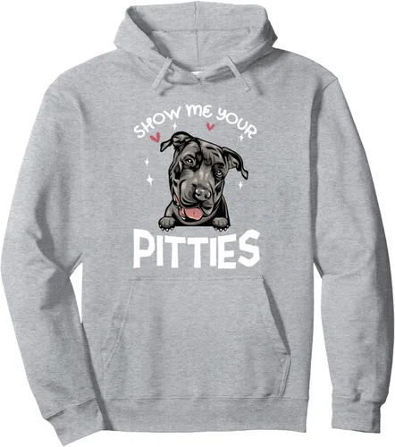 Vista 3 de Pit Bull Dog Show Me Your Pitties Funny Puppy Lovers Pullover Hoodie