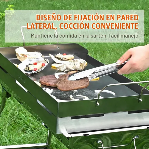 Vista 6 de VEVOR Plancha de acero inoxidable, plancha pre-sazonada de 23.5 x 16 pulgadas, sartén rectangular de doble quemador, sartén familiar antiadherente