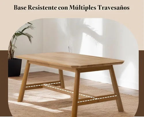 Vista 4 de CIMOTA Mesa auxiliar, mesa central rectangular moderna de mediados de siglo, mesa de té de madera natural maciza para sala de estar, acabado