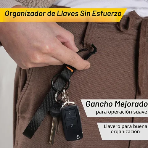 Vista 2 de DELSWIN Llavero de pulsera para llaves, correa de muñeca resistente con mosquetón y llavero, llavero negro