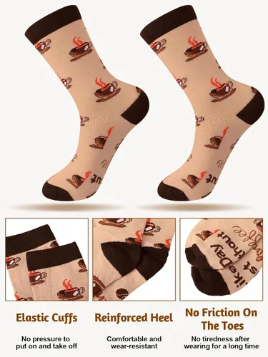 Vista 3 de 8 pares de calcetines temáticos de café, regalos para amantes del café, calcetines estampados para mujeres y hombres, amantes del café, regalo