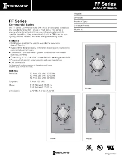 Vista 2 de Intermatic FF412H - Temporizador de pared con resorte de 12 horas, metal cepillado