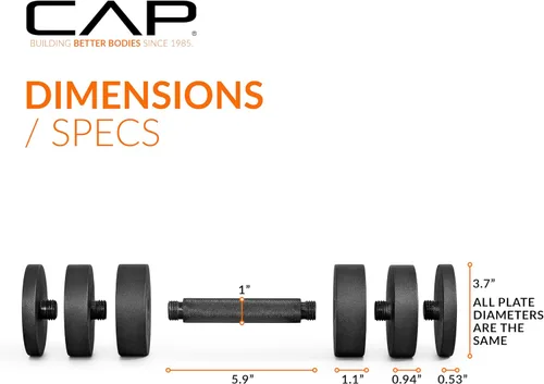 Vista 5 de CAP Barbell - Mancuerna ajustable de 15 lb Peso compacto de hierro fundido Múltiples opciones