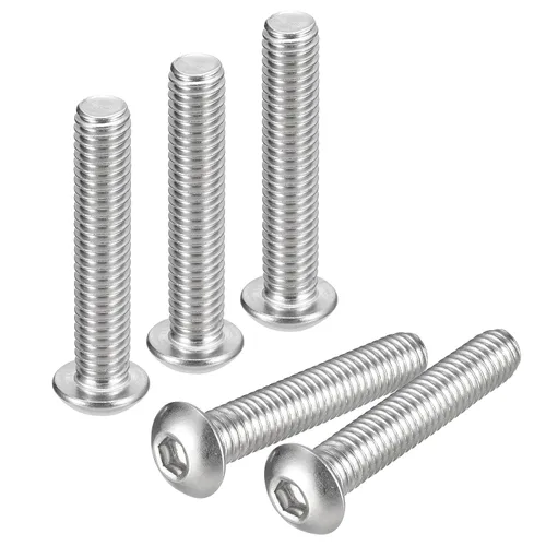 Vista 35 de uxcell Tornillos de cabeza de botón de 1/4-20x1, 25 piezas de tornillos hexagonales de acero inoxidable 304, tornillos de rosca completa