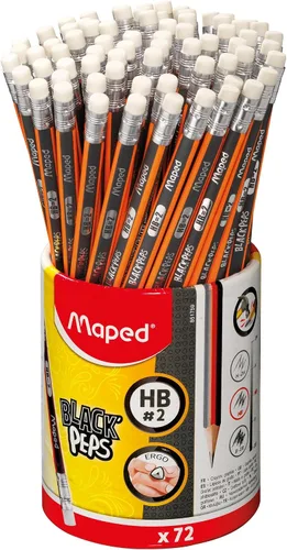 Vista 7 de Maped - Lápices de grafito triangular amarillo Essentials #2 - Paquete de 12 - Preafilados