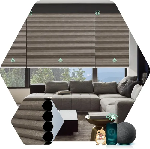 Vista 18 de Yoolax Persianas Celulares Motorizadas Compatibles con Alexa, Persianas Motorizadas Blackout Inteligentes de Panal para Ventanas, Persianas