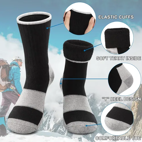 Vista 3 de Reamphy Calcetines térmicos para hombre, calcetines cálidos de lana gruesa para hombre, calcetines de invierno suaves para caminar, senderismo
