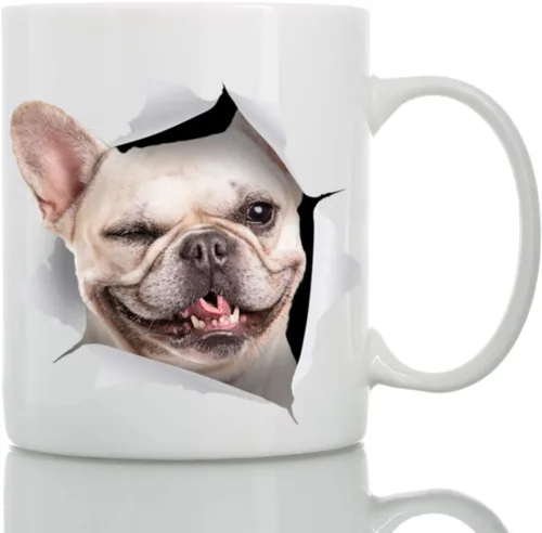 Vista 10 de Taza negra de bulldog francés – Taza de café divertida de cerámica – Regalo perfecto de bulldog francés – Bonita taza de café novedosa – Gran