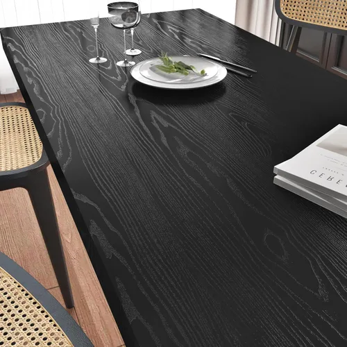 Vista 2 de Wallercity Papel de contacto de grano de madera negro texturizado para cocina, papel de contacto de madera autoadhesivo para armarios, impermeable