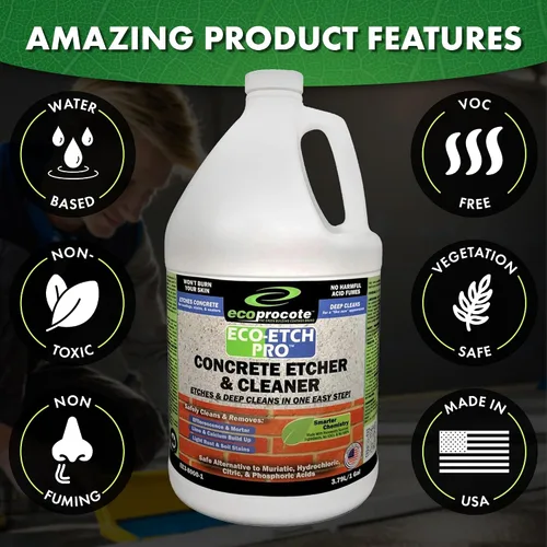Vista 6 de eco-etch Pro hormigón Etcher & Limpiador, 1 gal Efflorescence, Rust & Dirt Remover from Brick, Driveway, Garage - Gentle Substitute for Citric
