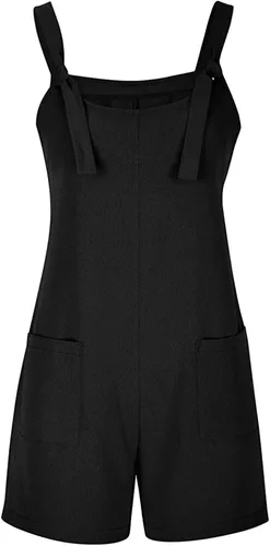 Vista 2 de Overol casual de verano para mujer, con cuello redondo, color liso, con bolsillos