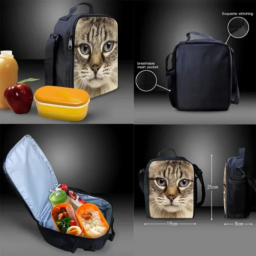 Vista 6 de Poceacles Juego de 3 mochilas escolares impresas en 3D, juegos de bolsas de libros para niÃ±os y niÃ±as con lonchera y estuche para lÃ¡pices, Lindo