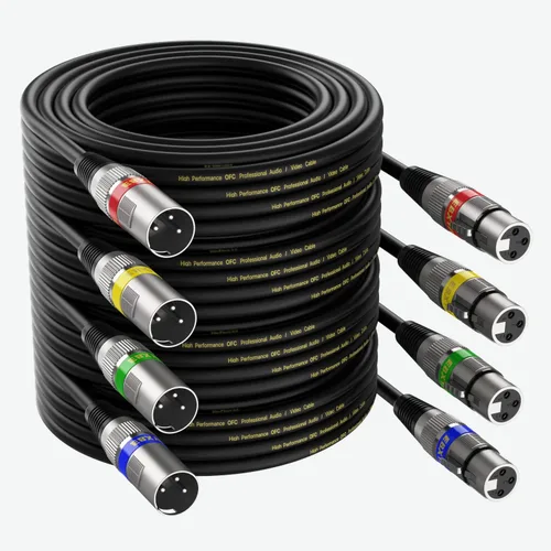 Vista 22 de EBXYA Paquete de 10 cables XLR de 3 pies - Cables de micrófono equilibrados DMX macho a hembra Cables de conexión premium, 3 pines